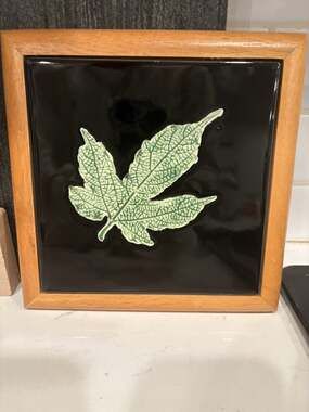 Cooks Club Vintage Wooden Leaf Trivet Tile Hot Plate Wall Plaque